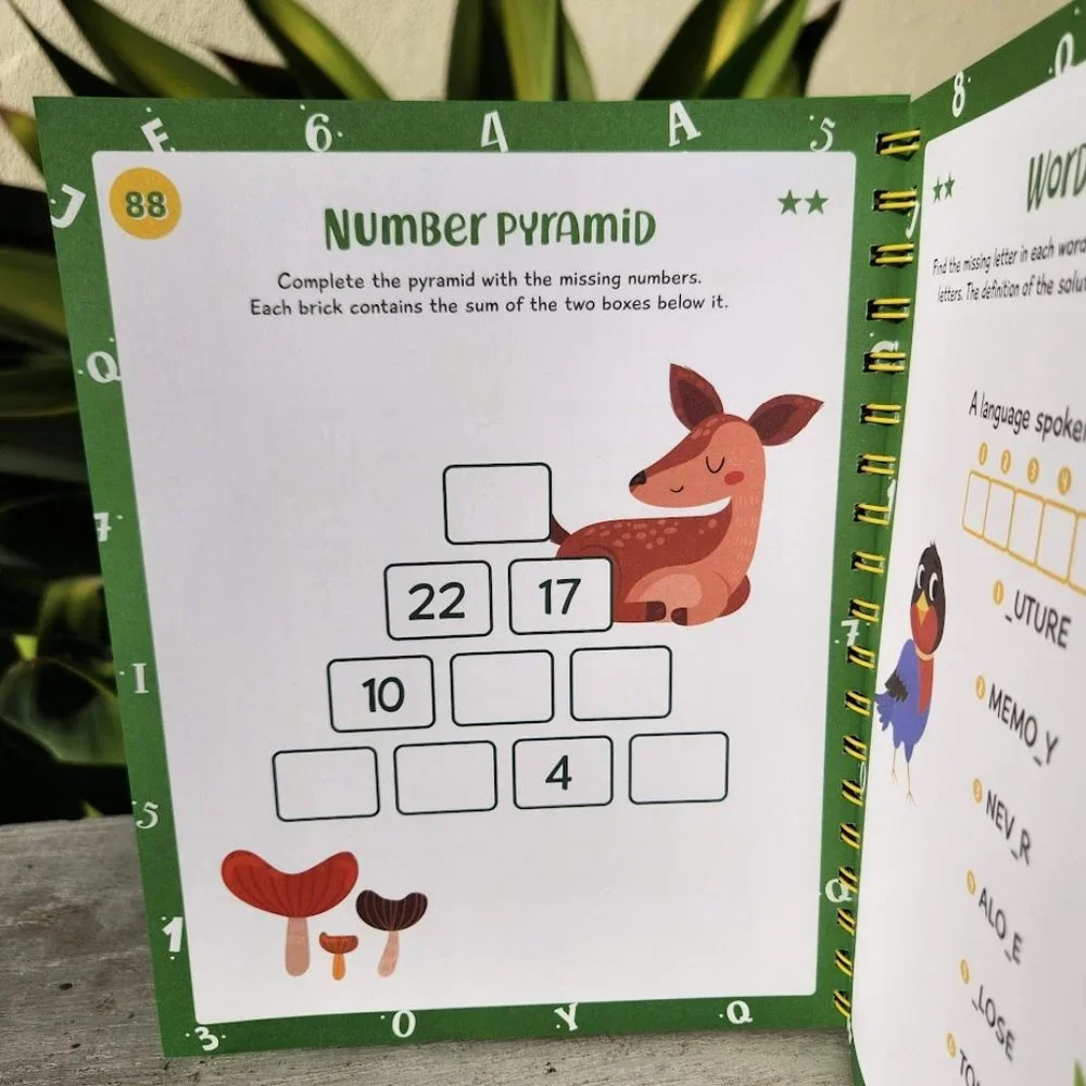 NEW Kids Brain Teaser Puzzle Activity Book Sodoku Crossword Word Search Workbook